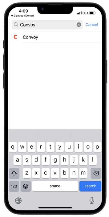 Searching for 'Convoy' in the search bar