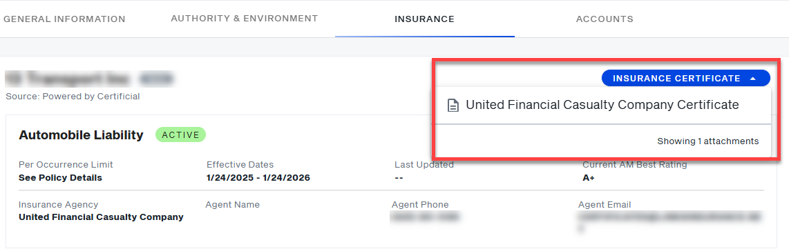 Company Profile - Insurance Details | Welcome to DAT One Help Center