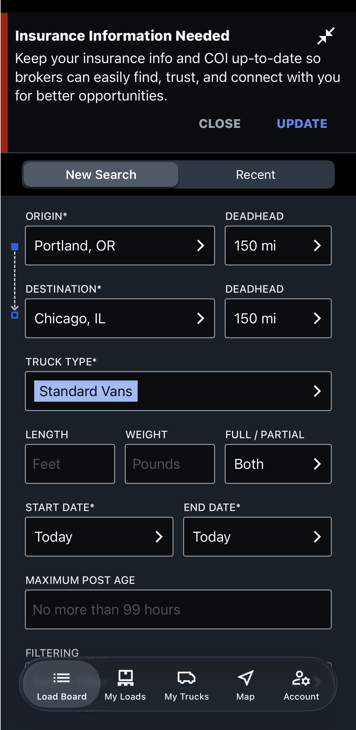 Cómo resolver “Seguro faltante” en DAT One Mobile | Welcome to DAT One ...