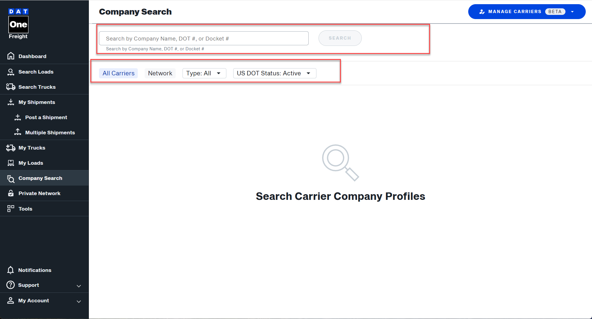 Company Search Overview | Welcome to DAT One Help Center