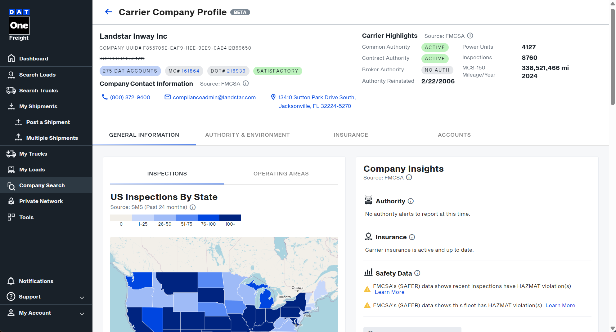 Company Search Overview | Welcome to DAT One Help Center