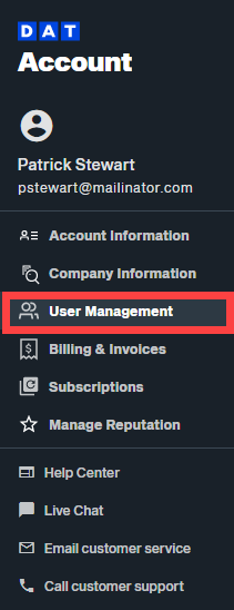 Delete or remove a user | Welcome to DAT One Help Center