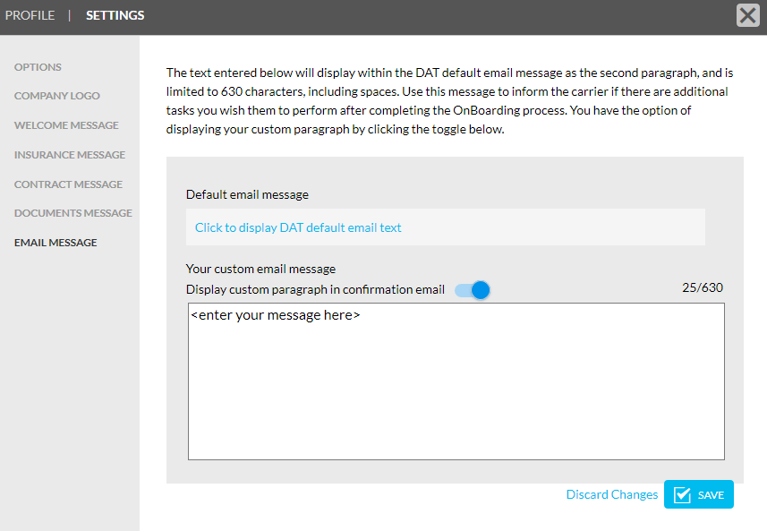 Configuring settings & email notifications as a broker | DAT OnBoard ...
