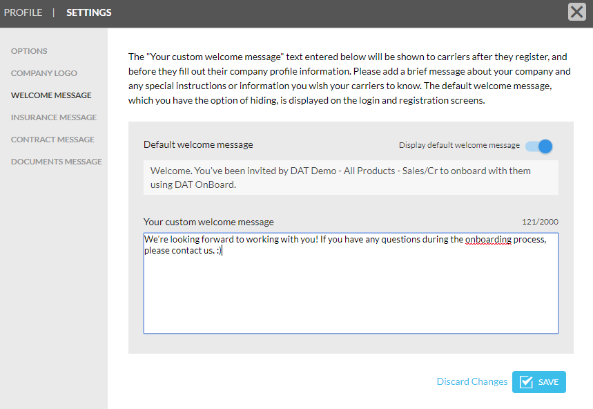 Configuring settings & email notifications as a broker | DAT OnBoard ...
