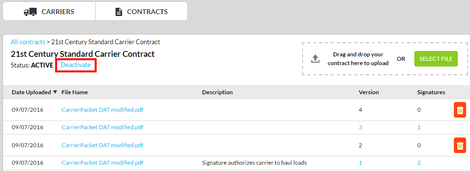 Inactivating Old Contracts | DAT OnBoard Help Center