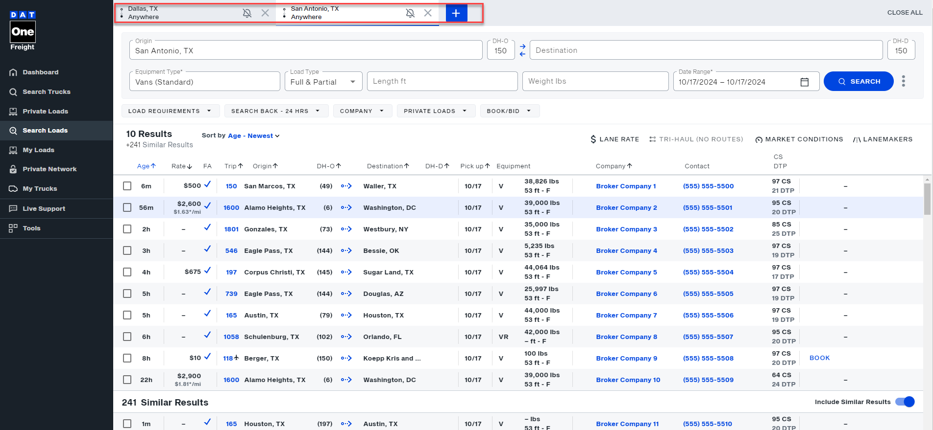 Multiple load searches at the same time | Welcome to DAT One Help Center