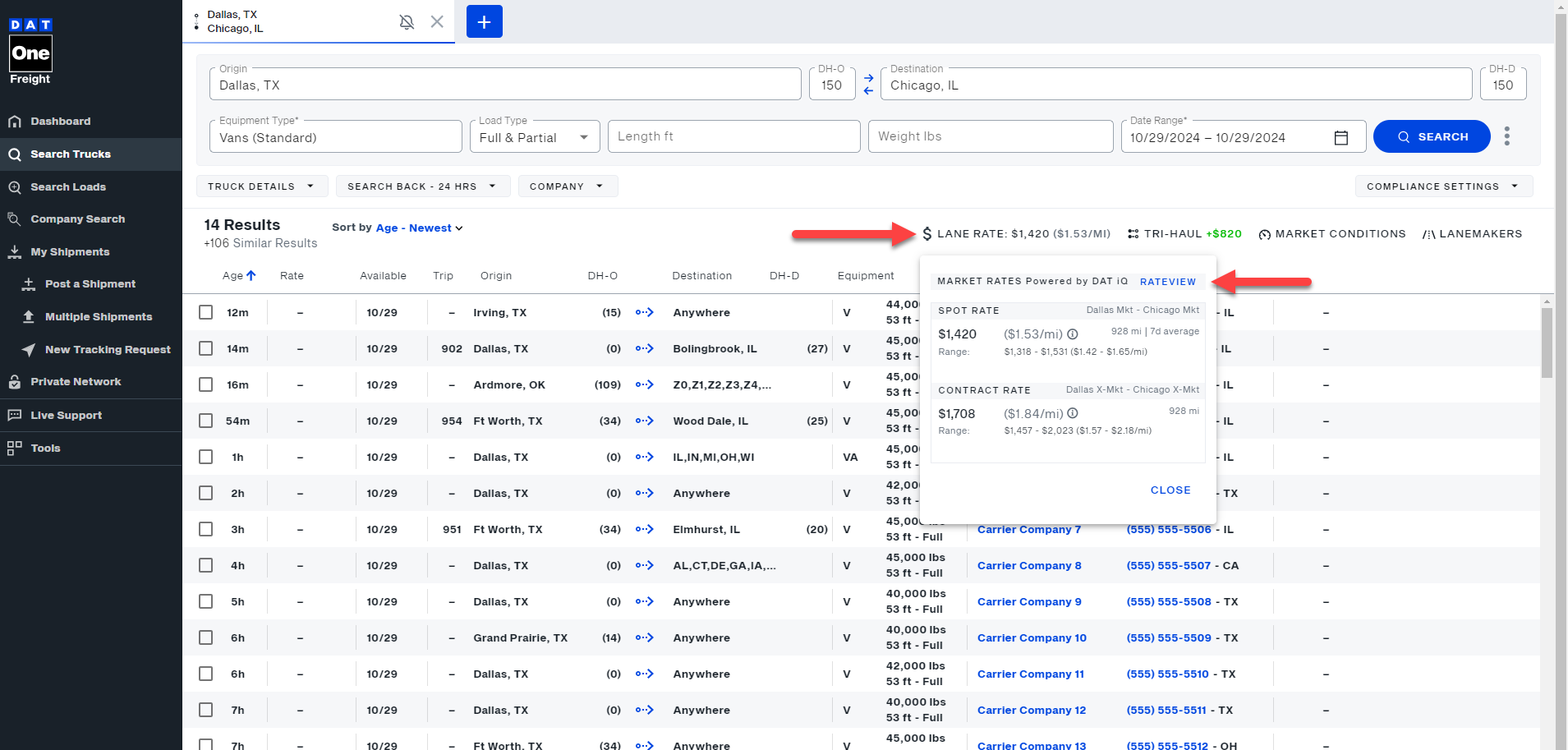 How to access Rateview from truck search results | Welcome to DAT One ...