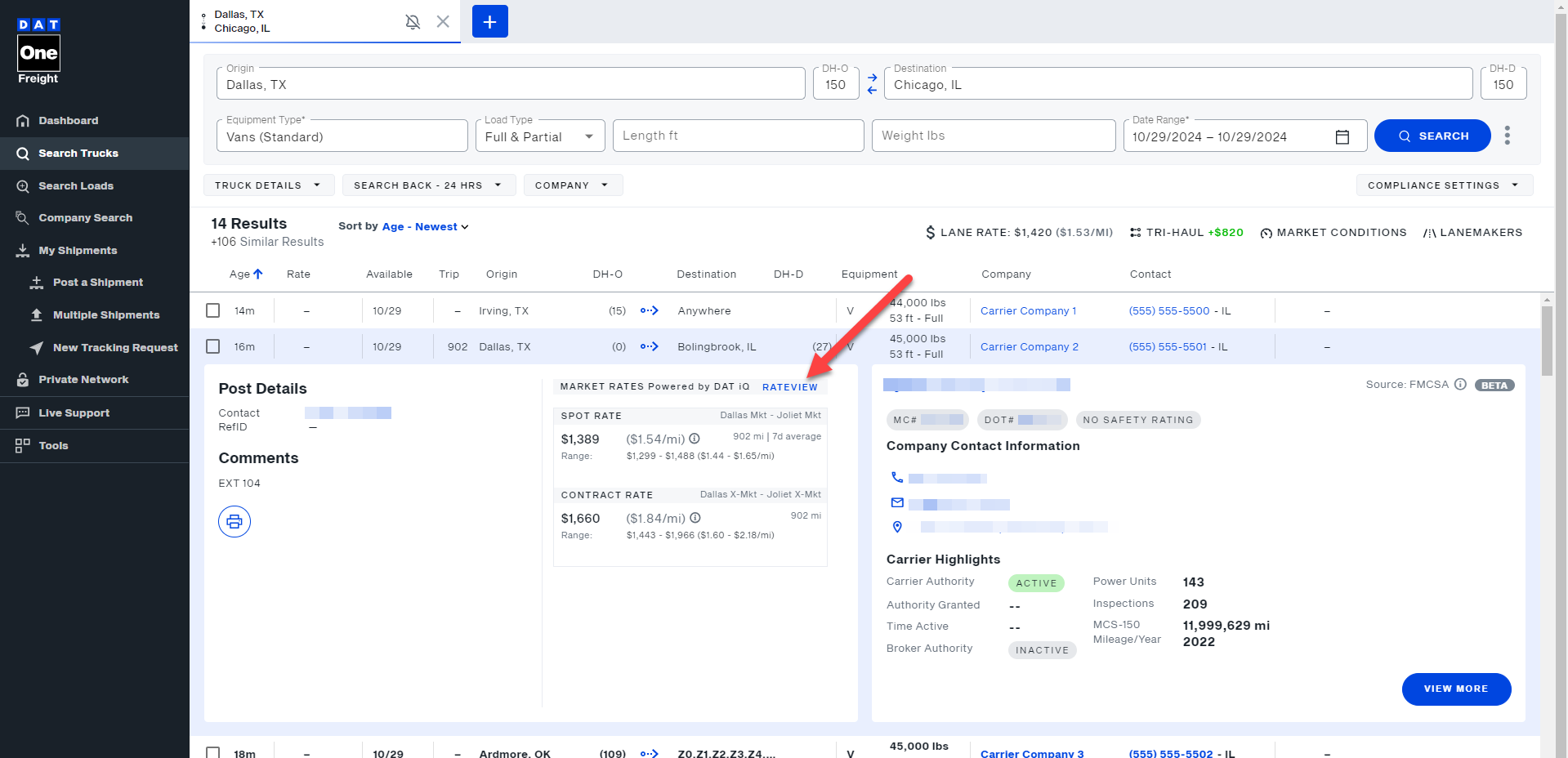 How to access Rateview from truck search results | Welcome to DAT One ...
