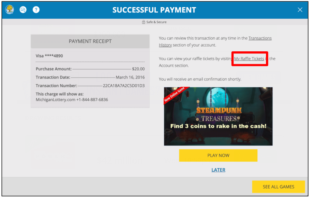 Purchasing Online Raffle Tickets | Michigan Lottery FAQ