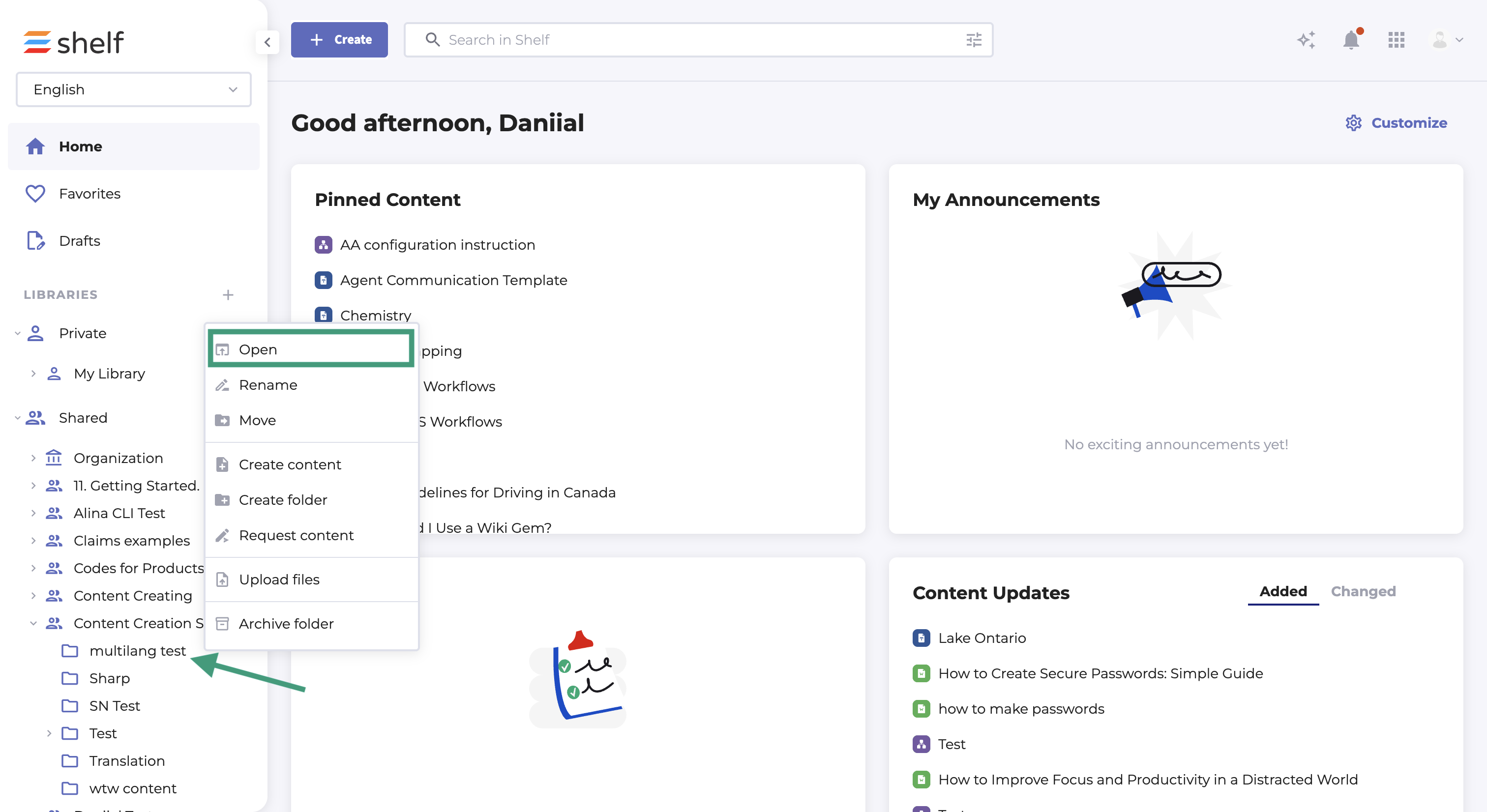 Add Folders to Favorites List | Shelf Help Center